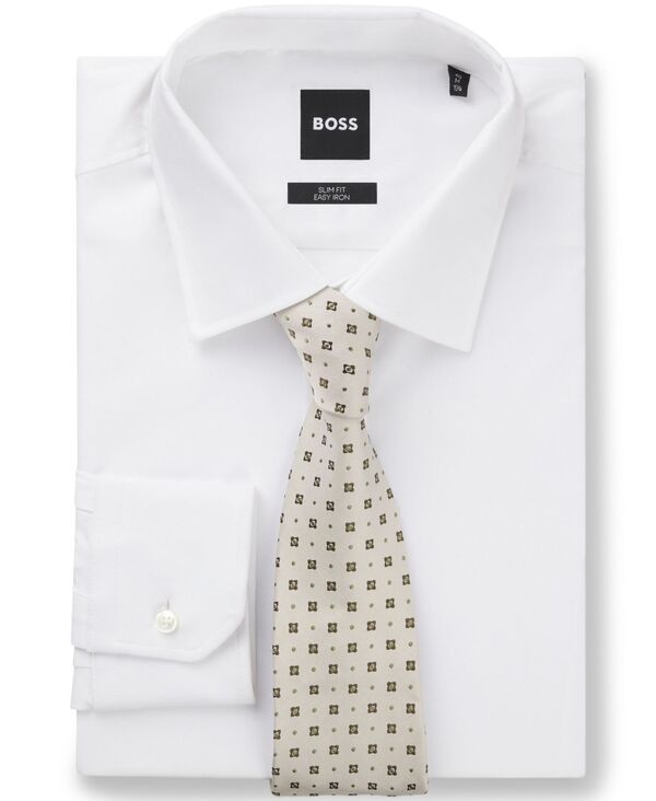 ヒューゴボス メンズ 付属物 タイ 地絹 Hugo Boss Men\u0027s Jacquard Pattern Formal Silk Tie Dark Beige ベージュ
