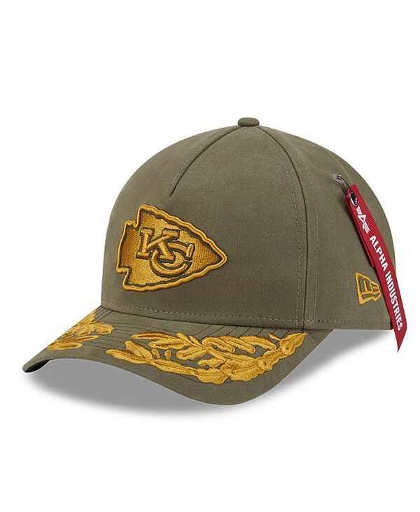 ニューエラ メンズ アクセサリー 帽子 New Era x Alpha Industries Men's Olive Kansas City Chiefs A-Frame 9FORTY Adjustable Hat Olive オリーブ 12,735円