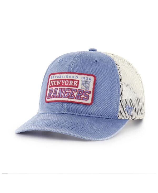 47 ブランド メンズ アクセサリー 帽子 Tシャツ '47 Brand Men's Blue New York Rangers Canteen Pigment Dyed Patch Trucker Adjustable Hat Blue Cream クリーム