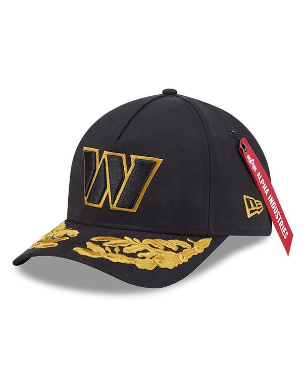 ニューエラ メンズ アクセサリー 帽子 New Era x Alpha Men's Industries Black Washington Commanders A-Frame 9FORTY Adjustable Hat Black ブラック|ReVida 店