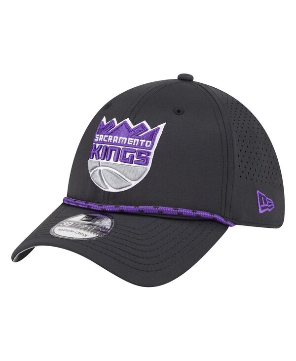 ニューエラ メンズ アクセサリー 帽子 New Era Men's Black Sacramento Kings Featherweight Poly Rope Flex 39Thirty Hat Black ブラック 9,571円