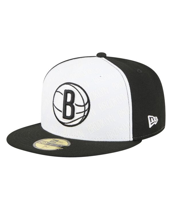 ニューエラ メンズ アクセサリー 帽子 New Era Men's White/Black Brooklynets Repeat 59Fifty Fitted Hat White Black ホワイト