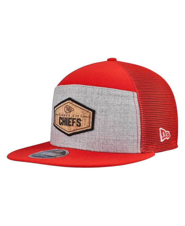 ニューエラ メンズ アクセサリー 帽子 New Era Men's Gray/Red Kansas City Chiefs Cork Split Panel 9FIFTY Trucker Snapback Hat Gray Red グレー
