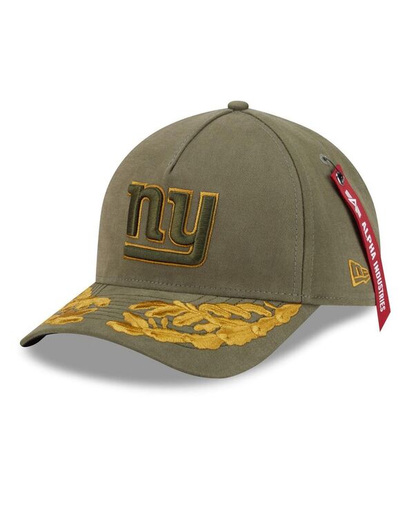 ニューエラ メンズ アクセサリー 帽子 New Era x Alpha Industries Men's Olive New York Giants A-Frame 9FORTY Adjustable Hat Olive オリーブ