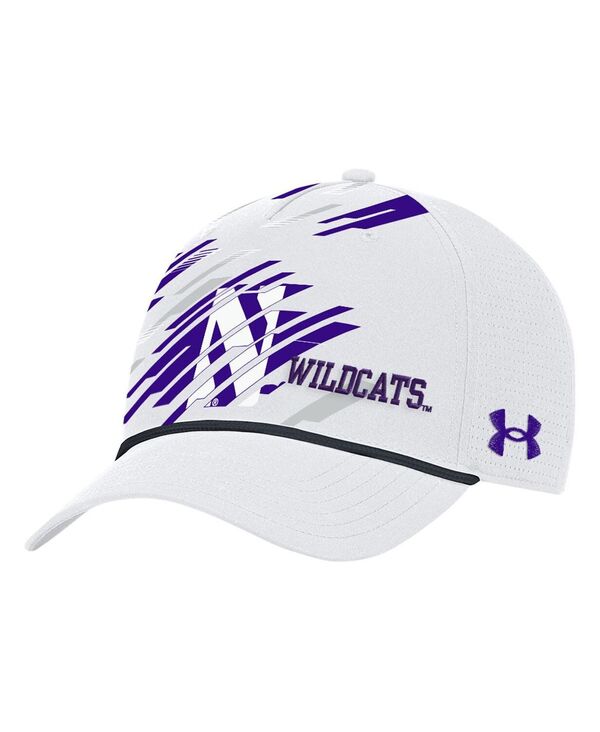 アンダーアーマー メンズ アクセサリー 帽子 Under Armour Men's White Northwestern Wildcats Collegessentials Driverope Adjustable Hat White ホワイト
