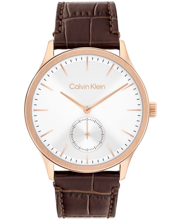 カルバンクライン メンズ アクセサリー 腕時計 レザー Calvin Klein Men Tailoredark Brown Leather Strap Watch 42mm Brown ブラウン