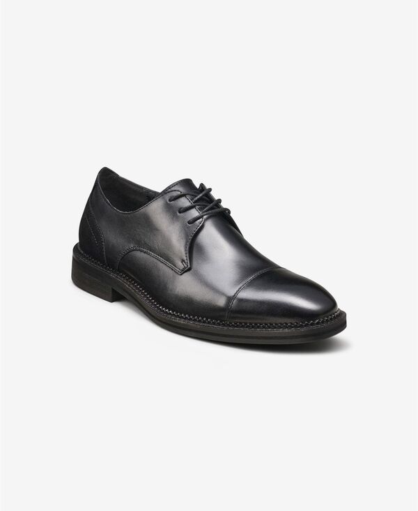 カール ラガーフェルド メンズ アクセサリー 帽子 ダービー キャップ レース レザー KARLAGERFELD PARIS Men's Leather Cap Toe Derby Lace-Up Shoe Black ブラック|ReVida 店