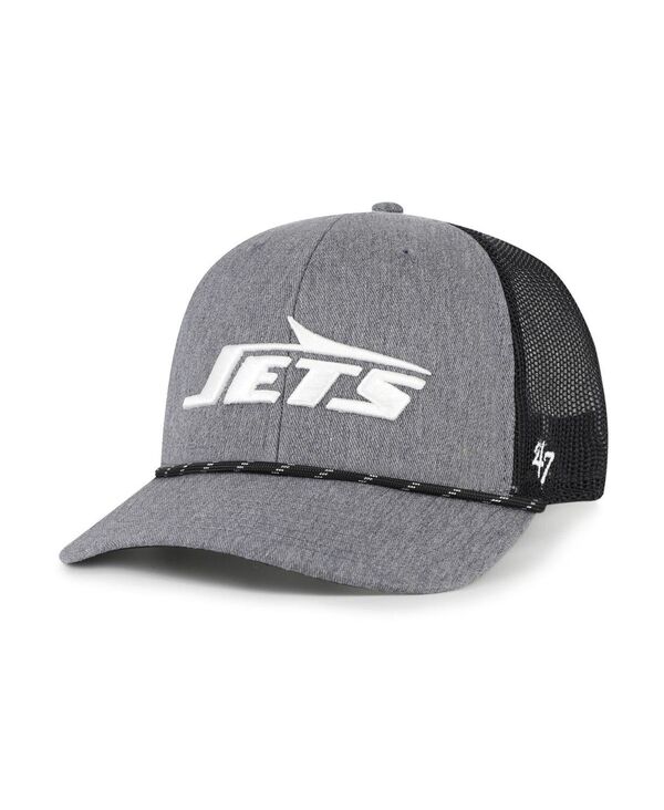47 ブランド メンズ アクセサリー 帽子 '47 Brand Men's Heather Charcoal New York Jets Carbon Rope Trucker Adjustable Hat Heather Charcoal Black ブラック|ReVida 店