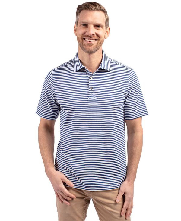 カッターアンドバック メンズ トップス ポロシャツ Cutter & Buck Men's Virtue Pique Stripe Short Sleeve Polo Tour blue ブルー 12,766円