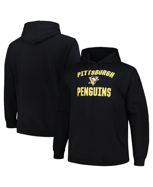 プロファイル メンズ アウター パーカー・スウェットール ロゴ Profile Men's Black Pittsburgh Penguins Big and Tall Arch Over Logo Pullover Hoodie Black ブラック