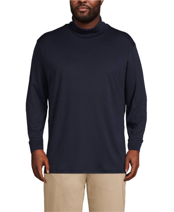 ランズ挙げ句のはて メンズ トップス プルオーバー タートルネック トール 綿織物 Lands\u0027 End Big \u0026 Tall Cotton Supima Turtleneck Radiant navy 米国海軍