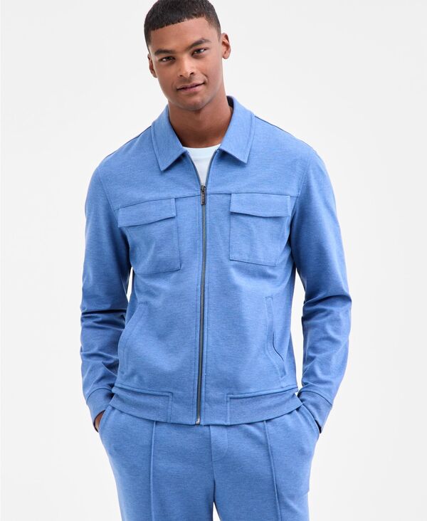 アルファニ メンズ アウター ジャケット・ブルゾン ニット Alfani Men's Weekend Smart Zip-Front Stretch Knit Jacket Delft Blue Heather ヘザー