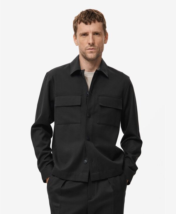 マンゴ メンズ トップス シャツ MANGO Men's Pockets Flannel Overshirt Black ブラック