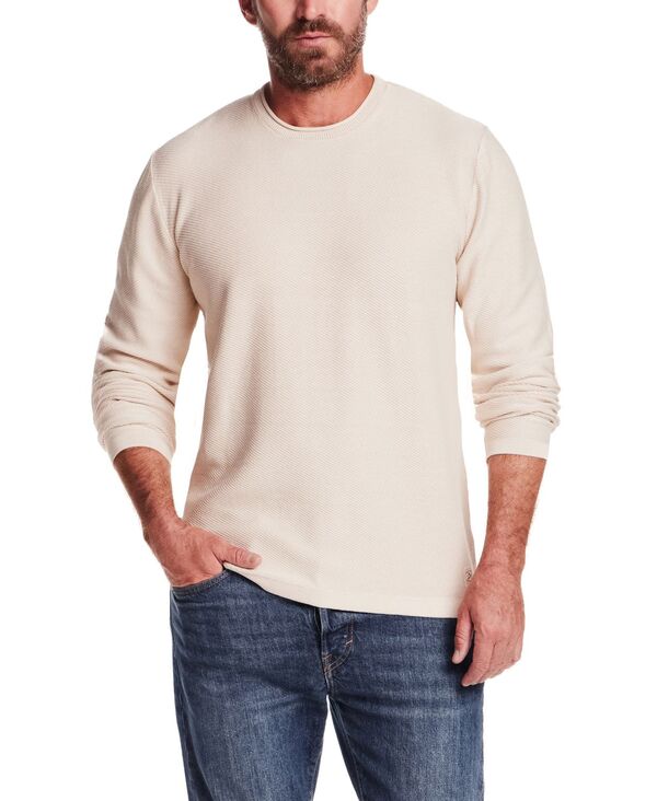 ウェザープルーフ メンズ アウター 編み物・スウェーター 労働者の一団素っ首 長袖 Weatherproof Vintage Men\u0027s Long-Sleeve Crewneck Twill Stonewash Sweater Natural