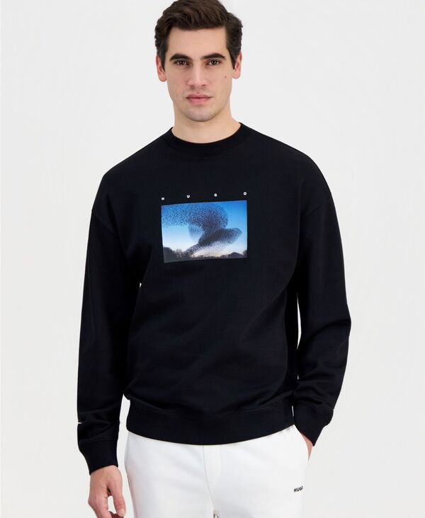 ヒューゴボス メンズ アウター パーカー・スウェット プリント シャツ グラフィック Hugo Boss Men's Dorizonto Relaxed-Fit Graphic Print Sweatshirt BLACK ブラック