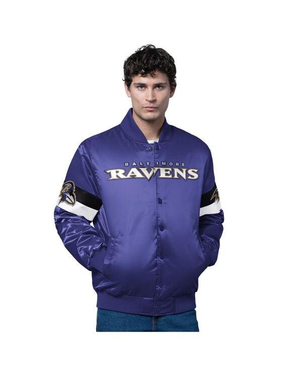 スターター メンズ アウター ジャケット・ブルゾン サテン Starter Men's Purple Baltimore Ravens Triple Option Satin Varsity Full-Snap Jacket Purple パープル