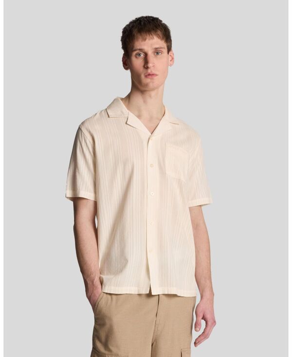 ライルアンドスコット メンズ トップス シャツ Lyle & Scott Men's Broderie Resort Shirt Natural