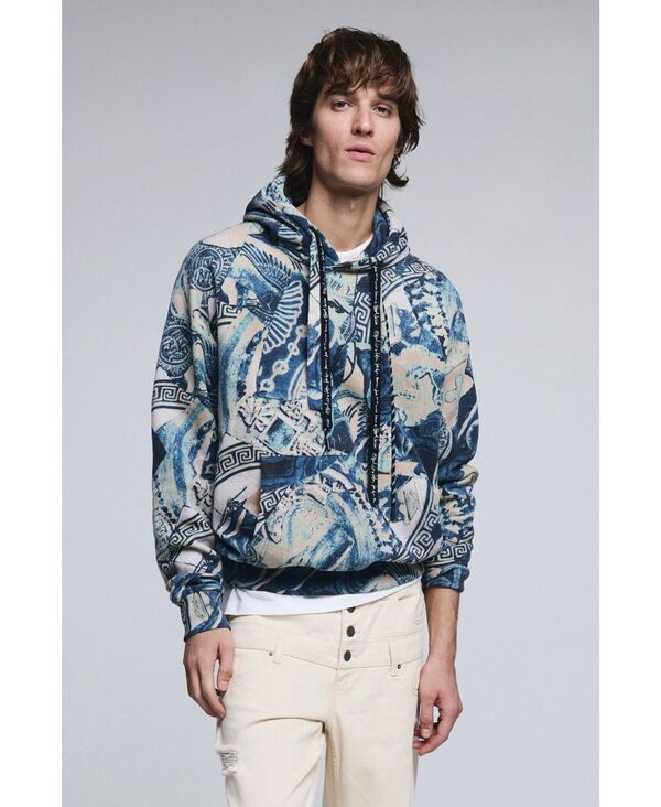 デジグアル メンズ アウター パーカー・スウェット プルオーバー Desigual Men\u0027s Mosaic sweatshirt Blue 青色