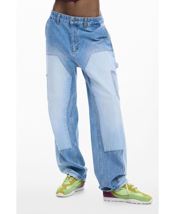デジグアル メンズ ボトムス カジュアルパンツ デニム Desigual Men's Patch denim trousers Medium blue ブルー|ReVida 店