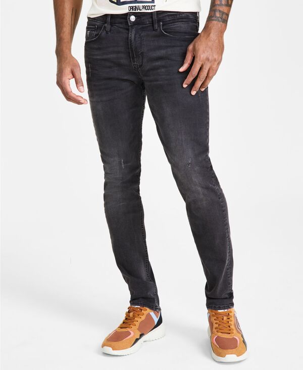 ゲス メンズ ボトムス デニムパンツ テーパードフィット ジーンズ GUESS Men ’ s Distressed Slim Tapered Fit Jeans Idaho