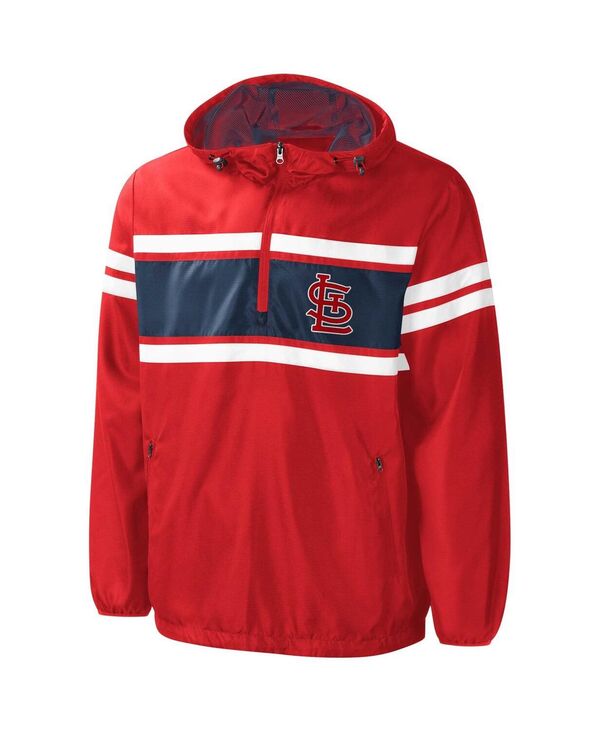 長い巻き毛 バンクス メンズ アウター 上衣・上衣 G-III Sports by Carl Banks Men\u0027s Red St. Louis Cardinals Game Score Quarter-Zip Windbreakered 赤いこと