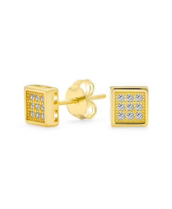 ブリング レディース アクセサリー ピアス・イヤリング Bling Jewelry Geometric Hip Hop Square Cubic Zirconia Micro Pave CZ Stud Earrings Gold Plated .925 Sterlingold clear ゴールド