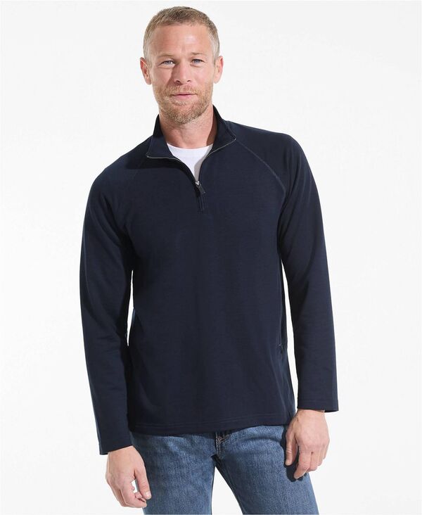 ランズ挙げ句の果て メンズ アウター 編み物・スウェーター ハーフジップ Lands\u0027 End Men\u0027s Long Sleeve Quarter Zip Sweaters Radiant navy 米国海軍