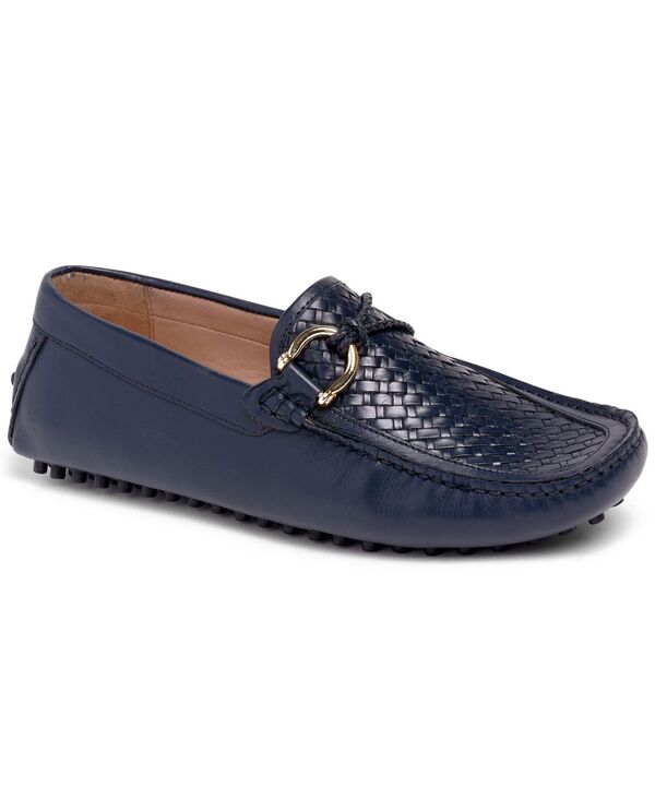 カルロスサンタナ メンズ シューズ スリッポン・ローファー レザー Carlos by Carlosantana Men's Malone Interweave Leather Slip-On Driving Loafers Navy Blue ネイビー