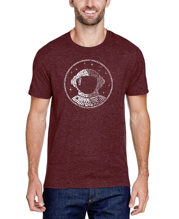 エルエーポップアート メンズ トップス Tシャツ LA Pop Art Men's Premium Blend Word Art I Need My Space Astronaut-shirt Burgundy バーガンディ｜ReVida 店