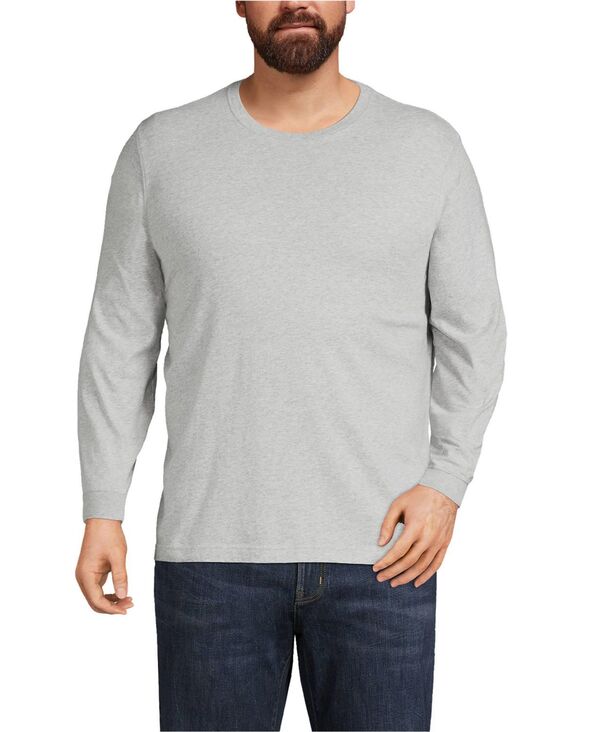 ランズエンド メンズ トップス Tシャツ トール Lands' End Big & Tall Super-T Long Sleeve T-Shirt Gray heather グレー