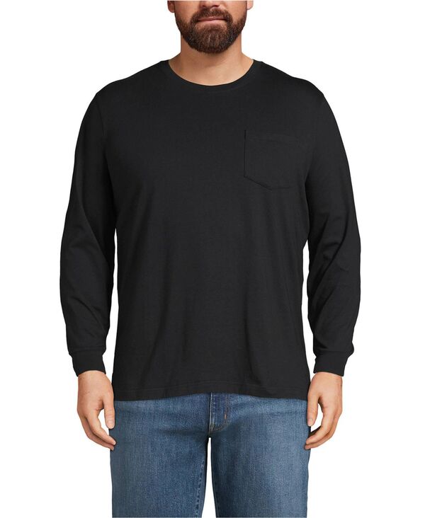 ランズエンド メンズ トップス Tシャツ トール Lands' End Big & Tall Super-T Long Sleeve T-Shirt with Pocket Black ブラック 10,205円