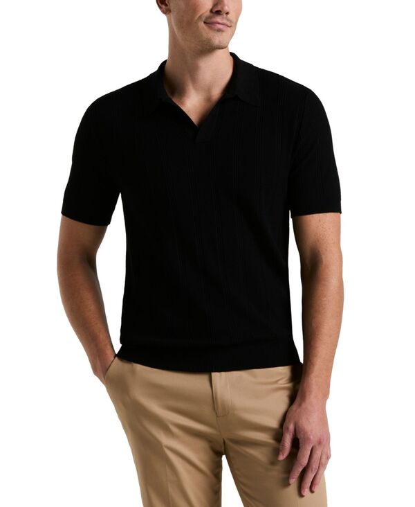 ペリーエリス メンズ トップス ポロシャツ Perry Ellis Men's Johnny Collar Stripe Polo Shirt Black ブラック｜ReVida 店