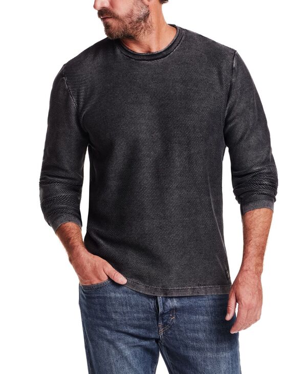 ウェザープルーフ メンズ アウター 編み物・スウェーター 労働者の一団素っ首 長袖 Weatherproof Vintage Men\u0027s Long-Sleeve Crewneck Twill Stonewash Sweater Jet Black 黒いこと