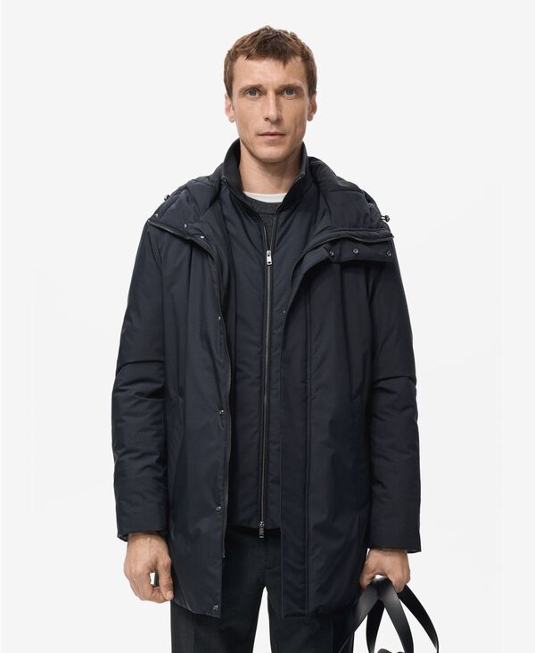 マンゴ メンズ アウター 上衣・上衣 キルティング パーカー MANGO Men\u0027s Detachable Water-Repellent Quilted Parka Navy 米国海軍