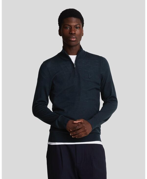 ライルアンドスコット メンズ アウター ニット・セーター ハーフジップ Lyle \u0026 Scott Men Eagle Merino Quarter Zip Sweater Dark navy ネイビー