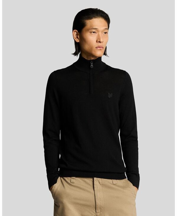 ライルアンドスコット メンズ アウター ニット・セーター ハーフジップ Lyle \u0026 Scott Men Eagle Merino Quarter Zip Sweater Jet black ブラック