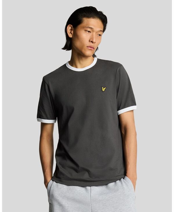 ライルアンドスコット メンズ トップス Tシャツ Lyle & Scott Men's Ringer T-shirt. Gunmetal/ white ホワイト