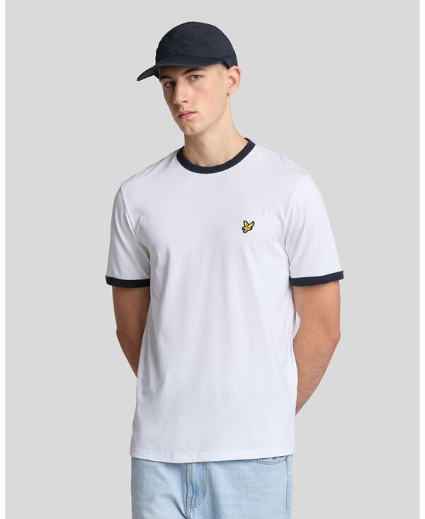 ライルアンドスコット メンズ トップス Tシャツ Lyle & Scott Men's Ringer T-shirt. White/ dark navy ホワイト