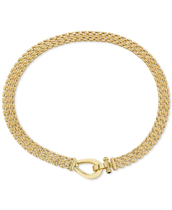 イタリアン ゴールド レディース アクセサリー ネックレス・チョーカー・ペンダントトップ レース Italian Gold Black Spinel Horseshoe Claspanther 17" Collar Necklace in 14k Gold-Plated Sterlingold Over Silver ゴールド｜ReVida 店