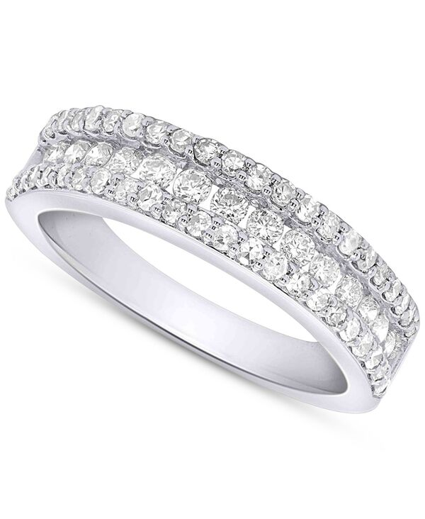 フォーエバー グロウン ダイヤモンズ レディース アクセサリー リング Forever Grown Diamonds Lab-Creatediamond Three-Row Band (3/4 ct.w.) in Sterling Silver or 14K Gold-Plated Sterling Silver シルバー