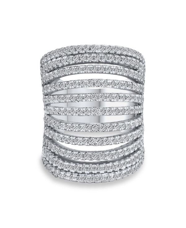 ブリング レディース アクセサリー Bling Jewelry Geometric Fashion Cubic Zirconia Pave CZ Full Finger Armor Cocktail Statement Wide Multi Band Ring Sterling Silver シルバー