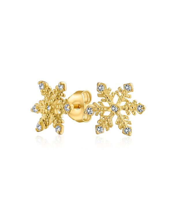 ブリング レディース アクセサリー ピアス・イヤリング プチ Bling Jewelry Petite Snowflake CZ Stud Earrings in Sterlingold-tone ゴールド
