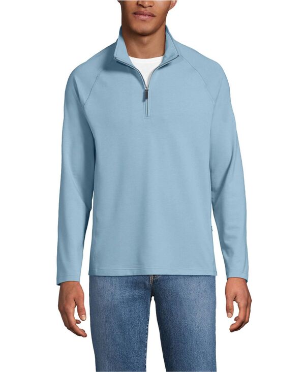 ランズ挙げ句の果て メンズ アウター 編み物・スウェーター ハーフジップ Lands\u0027 End Men\u0027s Long Sleeve Quarter Zip Sweaters Light storm blue 青色