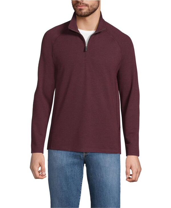 ランズ挙げ句の果て メンズ アウター 編み物・スウェーター ハーフジップ Lands\u0027 End Men\u0027s Long Sleeve Quarter Zip Sweaters Lush burgundy heather ギョリュウモドキ