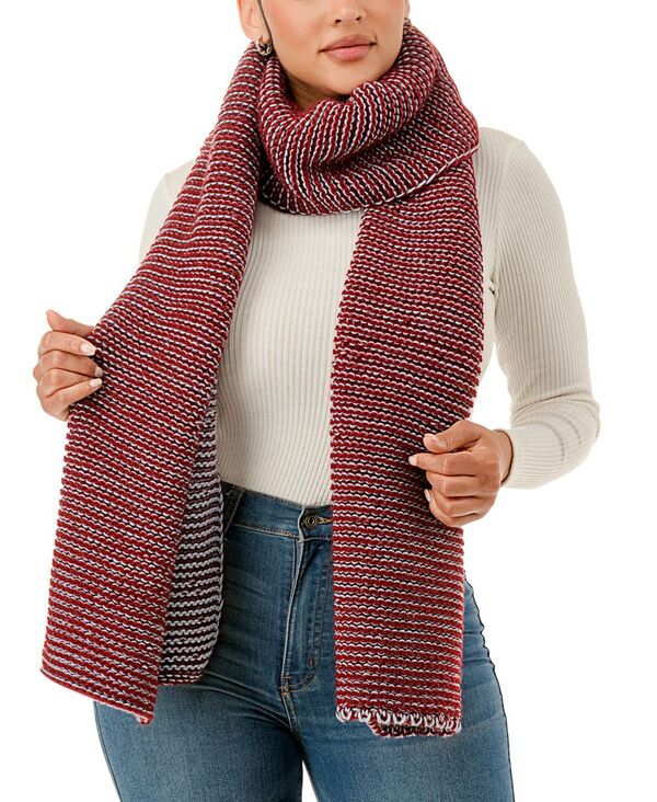 マーカスアドレール レディース アクセサリー マフラー・ストール・スカーフ ニット Marcus Adler Knitwo Tone Scarf Burgundy バーガンディ