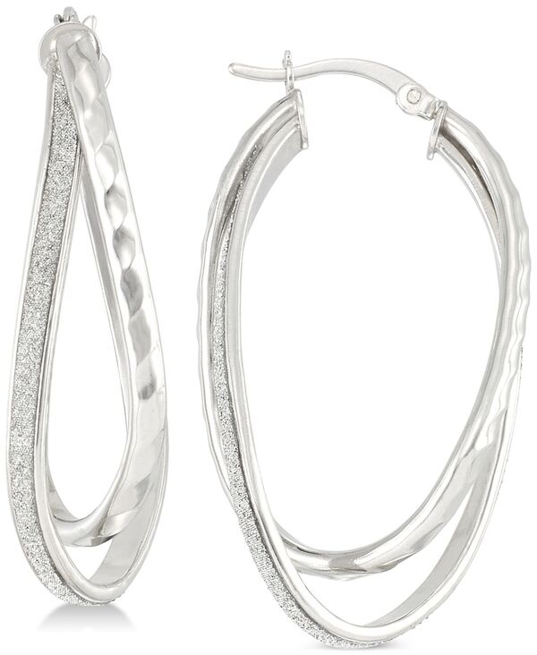 シモン アイ スミス レディース アクセサリー ピアス・イヤリング Simone I. Smith Glitter Twist Double Oval Hoop Earrings in Sterling Silver シルバー