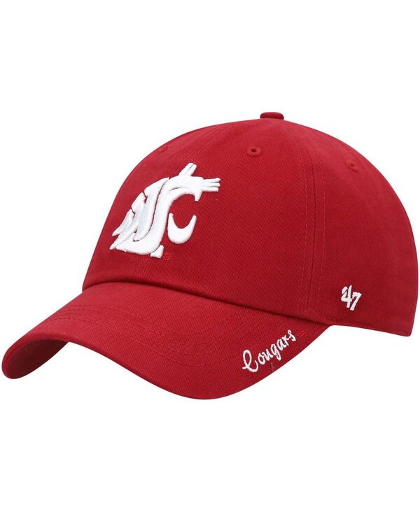 47 ブランド レディース アクセサリー 帽子 ロゴ '47 Brand Women's Crimson Washington State Cougars Miata Clean Up Logo Adjustable Hat Crimson クリムゾン