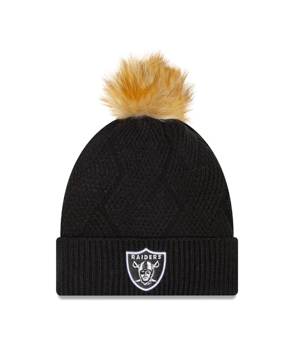 ニューエラ レディース アクセサリー 帽子 ニット New Era Women's Black Las Vegas Raidersnowy Cuffed Knit Hat with Pom Black ブラック|ReVida 店