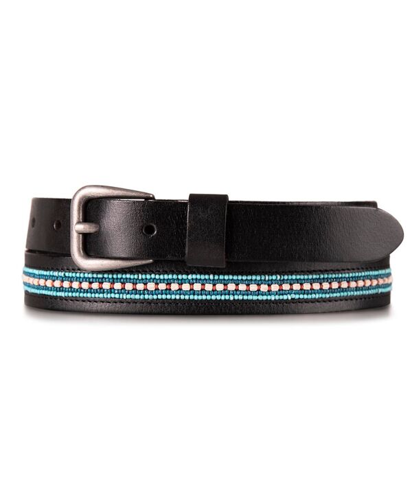 ラッキーブランド レディース アクセサリー ベルト レザー Lucky Brand Turquoise Beaded Stripe Leather Belt Black ブラック