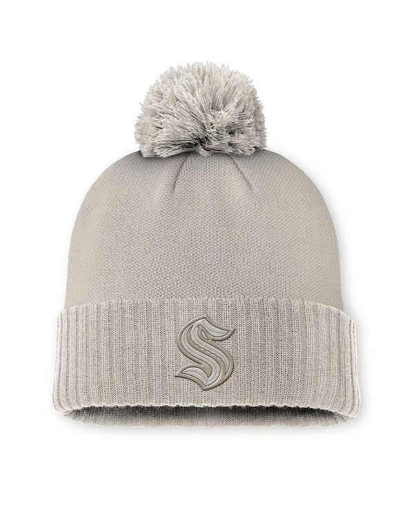 ファナティクス メンズ アクセサリー 帽子 ニット Fanatics Women's Tan Seattle Kraken Authentic Proad with Pom Cuffed Knit Hatan タン